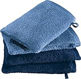 Erwin Müller Waschhandschuhe Bühl 4er-Pack blau/dunkelblau Größe 15x21 cm - besonders flauschig,...