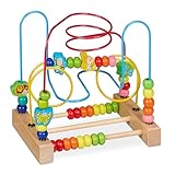 Relaxdays Motorikschleife, Holz Motorikspielzeug, Design A, Kinder ab 1 Jahr, Holzspielzeug für...