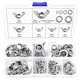 Lyeteung 27 Stücke M3/M4/M5/M6/M8/M10 Flügelmutter Set, Edelstahl Wing Nut, Metrische...