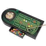 Qcwwy Mini-Roulette-Set, Party-Roulette-Rad-Spiel mit Zubehör Roulette-Rad mit 60 Chips, Rake,...