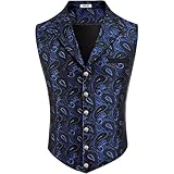 DUHENWU Herren Pailletten Anzug Weste Court Stil Modische Einreihige Anzugweste Elegantes Ärmellose...