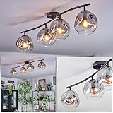 HOFSTEIN Deckenleuchte Ripoll, 4-flammige Deckenlampe aus Metall/Glas in Schwarz/Rauch/Klar, moderne...