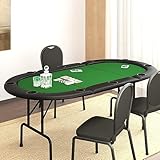 CIADAZ Pokertisch Klappbar 10 Spieler Grün 206x106x75 cm, Poker Table, Spieltisch, Blackjack, Poker...