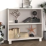 QJBSAVVA Sideboard HAMAR Weiß Massivholz Kiefer 85x35x80 cm mit 2 Ablagen - Robuster Stauraum für...