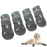 SlowTon Hundeschuhe Pfotenschutz, 4 Stück atmungsaktive Hunde Schuhe Outdoor mit Rutschfester...