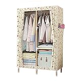 Tragbarer, doppellagiger Stoff-Kleiderschrank mit Seitentaschen, 160 x 85 x 45 cm, organisieren Sie...