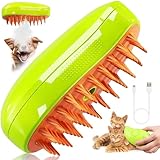 KatzenbüRste mit Dampf,3-In-1 Dampfbürste Katze Grün Steamy Brush Katze Dampfbürste für Katzen...