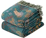 SAYT RLAE Decke Boho Tagesdecke Boho Baumwolle Doppelseitig Kuscheldecke Sofaüberwurf, Blanket...