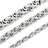 HSWYFCJY Herren Königskette Silber 316L Edelstahl Halskette 8 mm Byzantinische Kette Halskette für...