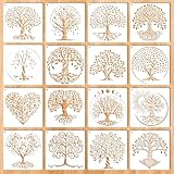 cobee 16 Stück Baumschablone, Wiederverwendbare Schablonen zum Malen, Zeichenschablone Baum des...