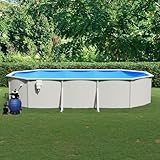 Gecheer Pool mit Sandfilterpumpe Stahlwandpool Pool-Set Pool Komplett-Set Aufstellpool 610x360x120...