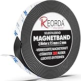 REORDA® Magnetband selbstklebend stark - Magnetstreifen selbstklebend mit starkem 3M Kleber -...