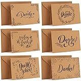 Ohuhu 36 Stück Dankeskarten mit Umschlägen und Aufklebe, Kraftpapier Danke Karte für Grußkarten...