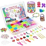 URMYWO 2600+ Loom Bänder Set, 32 Farben Loom Bänder Zubehör, Bunte Gummibänder Loops, Gummis Set...