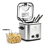 Wëasy TB600 Fritteuse und Fondue, 2 in 1, elektrisch, 1,2 l, Edelstahl, multifunktional, kompakt, 6...