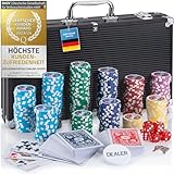 Profi Pokerkoffer Pokerset inkl. 300-500 schwerer 12g Metallkern Poker-Chips; Pokerdeck,...