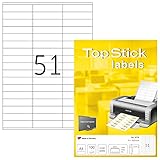 TopStick 8779 Universal Etiketten, 100 Blatt, 70 x 16,9 mm, 51 pro A4 Bogen, 5100 Stück,...
