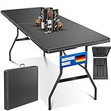 KESSER® Buffettisch Tisch klappbar Kunststoff 180x75 cm Rattan Optik Campingtisch Partytisch...