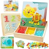 Vlecexs Mosaik Steckspiel für Kinder ab 2 3 4 5 Jahre, Mosaik- Steckplatte Pegboard Steckmosaik mit...