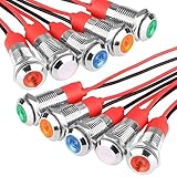 Leikurvo 10 Stück Kontrollleuchte, 6mm LED Kontrollleuchte 12V Metall Kontrollleuchte mit Draht...