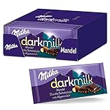 Milka Dark Milk Mandel 16 x 85g, Alpenmilch Schokolade mit extra Kakao, Noch schokoladiger