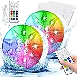 HOSPAOP Poolbeleuchtung Unterwasser LED Licht Wiederaufladbare, Wasserdichte mit RF Fernbedienung,...