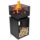 Muntel Feuerkorb mit Funkenschutz, Feuertonne, Holzofen,feuerschalen, Deko Terrasse, Außenofen,...