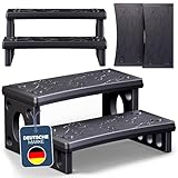 poolomio® Leiter Treppe für Spa & Whirlpool Schwarz | 2-stufige Spaleiter aus PVC | 70 x 65 x 24...