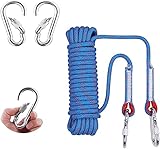 Kletterseil 10M,Allzweckseil mit 2 Karabiner,Durchmesser 8 mm,Fischerei Bergung...