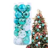 Streysisl Weihnachtskugeln – 24 x bruchsichere bemalte Kugel-Anhänger, Weihnachtsbaumschmuck,...
