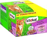 Kitekat Katzenfutter Nassfutter Markt Mix in Gelee, 48 Portionsbeutel (2 x 24 x 100g)