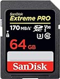 SanDisk Extreme PRO SDXC UHS-I Speicherkarte 64 GB (V30, Übertragungsgeschwindigkeit 170 MB/s, U3,...