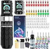 POSEIDON Kabellose Tätowiermaschine Kit mit 7 Hub-Einstellungen, zwei 2300mAh Akkus,...