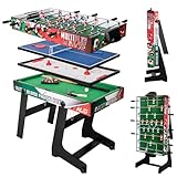 HLC Tischkicker Spieltisch 4 in 1 Multi Spieltisch Kicker Multigame Spieletisch Klappbar...