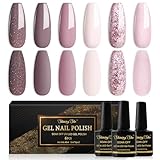 Shining She UV Nagellack,6 Farben Glitzer Rosa Dunkelrosa Hellrosa Nudefarben Gel Nagellack,Gellack...