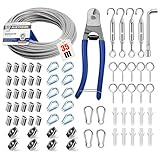 Angooni 74 pcs Stahlseil Kit, 35 m Verdickt 3 mm Edelstahl Drahtseil, Spanndraht Seilspanner...