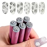 6 Stück Nagelstempel Stifte Set - Nail Stamp Pen mit Nagel Blumen Design - DIY Nail Art...