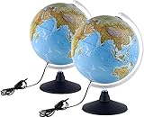 Idena 569902 Leuchtglobus 30 cm mit Halogen Energiesparlampe und Zwei Kartenbildern (30 cm)