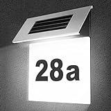 Solar beleuchtete Hausnummer, Solar Edelstahl LED Dämmerungssensor Hausnummernschild,...