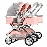 HAQMG Kinderwagen Zwillinge Kinder Buggy Kinderwagen Klappbar für Neugeborenen, Doppelter...