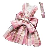 Oyccen Hund Gitter Kleid Geschirr und Leine Set Welpengeschirr Fliege Prinzessin Haustier Kleidung...