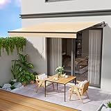 HOMEDEMO Gelenkarmmarkise Markise mit Handkurbel, 300x250cm, Milchweiß, Sonnenmarkise...