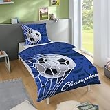 Familando Fußball Bettwäsche Set Decke 135x200 Kissen 80x80 cm aus 100% Baumwolle mit...