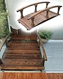 Kleine Holzbrücke für Garten und Teich, japanischer Stil, Wegbrücke mit Seitenschienen, einfach...