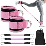 Fußschlaufen Kabelzug Set, D-Ringen Kickbacks Fußschlaufe Widerstandsbänder, Verstellbarer Ankle...