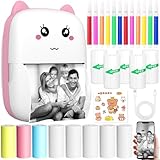 KDISHKRA Mini Drucker Mobiler Fotodrucker für Smartphone Tragbarer Mini Fotodrucker Wireless...