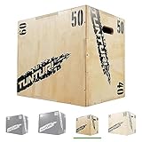 Tunturi Plyo Box, Plyoboxen in 40 x 50 x 60 cm, Sprungbox aus Holz