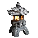 Uziqueif Japanische Gartenlaterne Ornamente, Japanische Solar Zen Garten Pagode Laterne Ornamente...