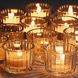 EOGRFW 12 Stück Teelichthalter, Kerzenhalter Glas, Teelicht Gläser, Klare Klein Teelicht aus Glas...