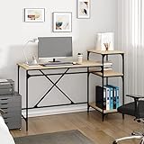 Schreibtisch mit Regal, Desk Schreibtische Computertisch Study Table Bürotisch Gaming-Tisch...